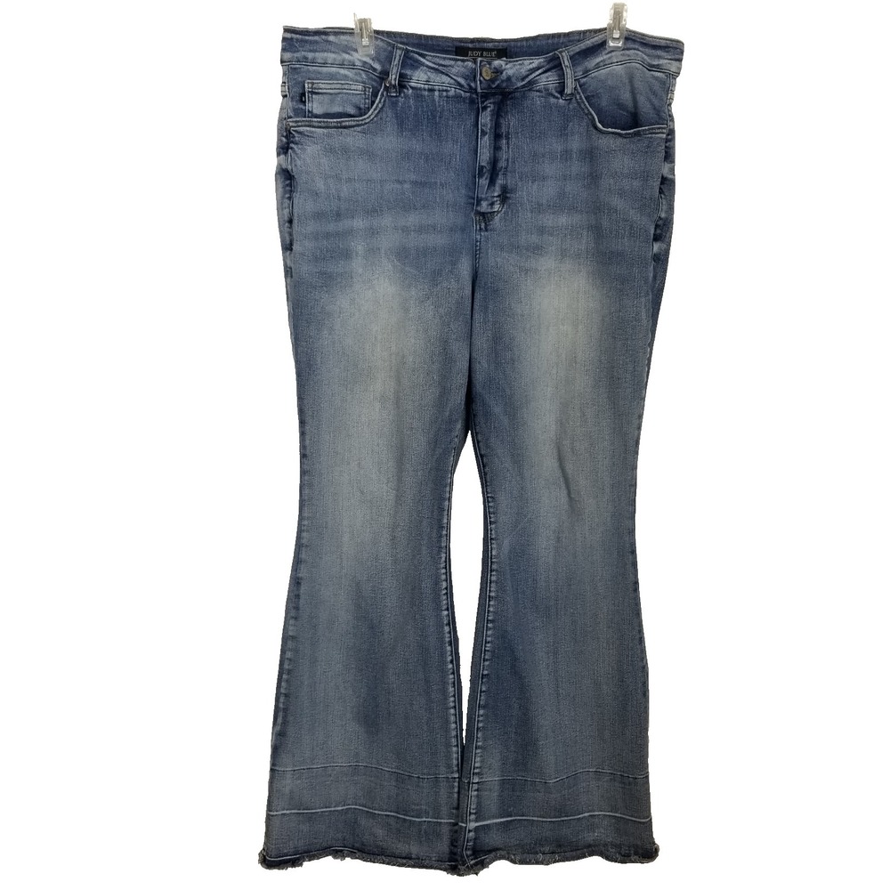 Judy Blue Women Flare Jeans‎ Sz 20W Blue Mid Rise Denim City Boot Cut Stretchy